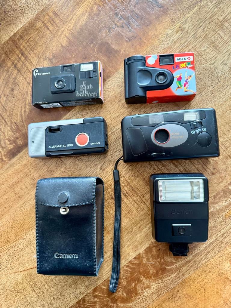 GRATIS Vintage CANON flitser en camera’s, Audio, Tv en Foto, Foto | Flitsers, Ophalen, Gebruikt, Canon