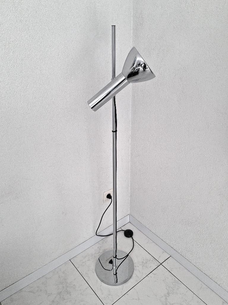 lampadaire chromé Hustadt Leuchten, Maison & Meubles, Lampes | Lampadaires, Vintage design, Enlèvement ou Envoi, Utilisé, 100 à 150 cm