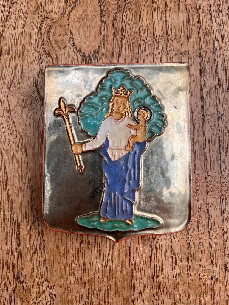 Gedecoreerde tegel met Maria en Jezus, Ophalen, Gebruikt, Overige typen, Christendom | Katholiek