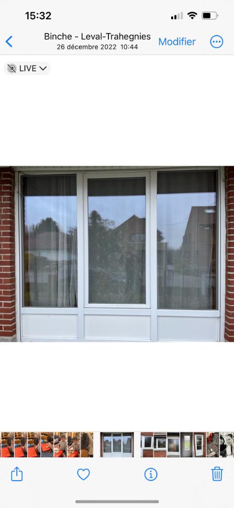 Ensemble porte fenêtres , châssis, PVC blanc double vitrage, Doe-het-zelf en Bouw, Glas en Ramen, Zo goed als nieuw, Gevelraam of Ruit
