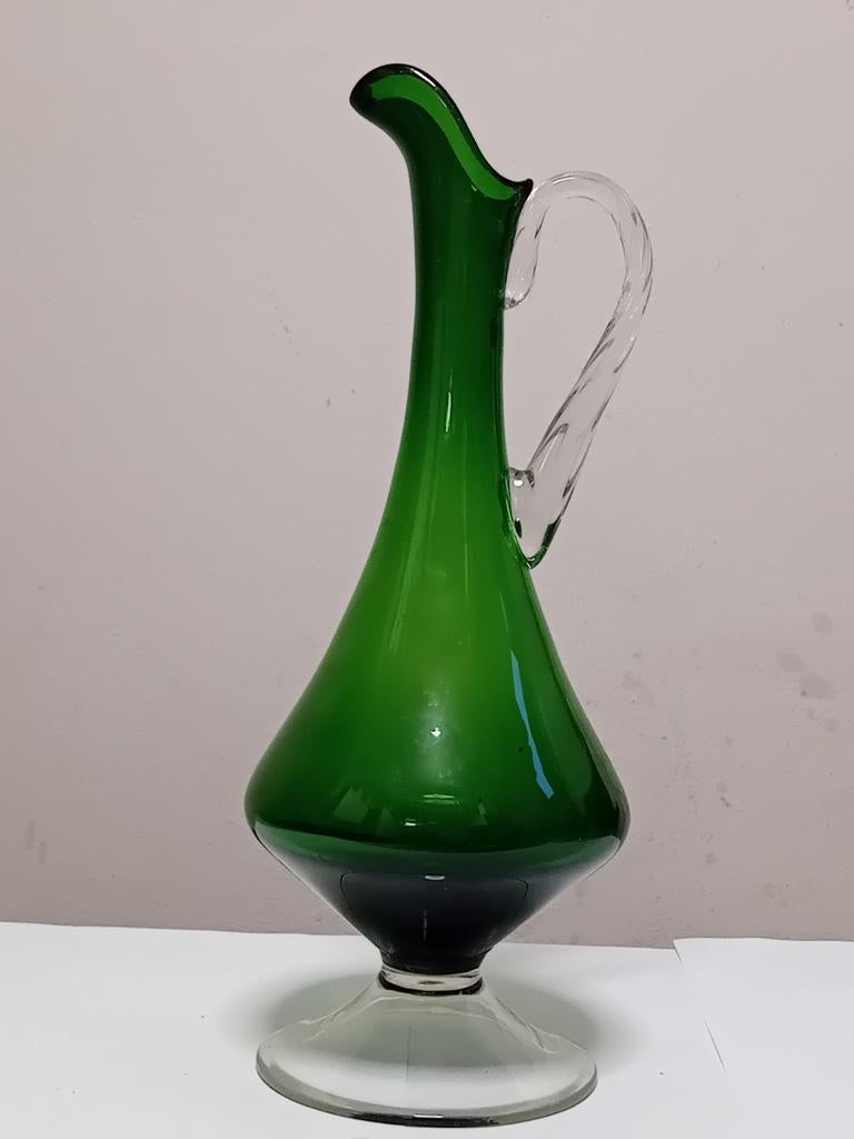 Pichet vintage en verre vert émeraude, Antiquités & Art, Enlèvement ou Envoi