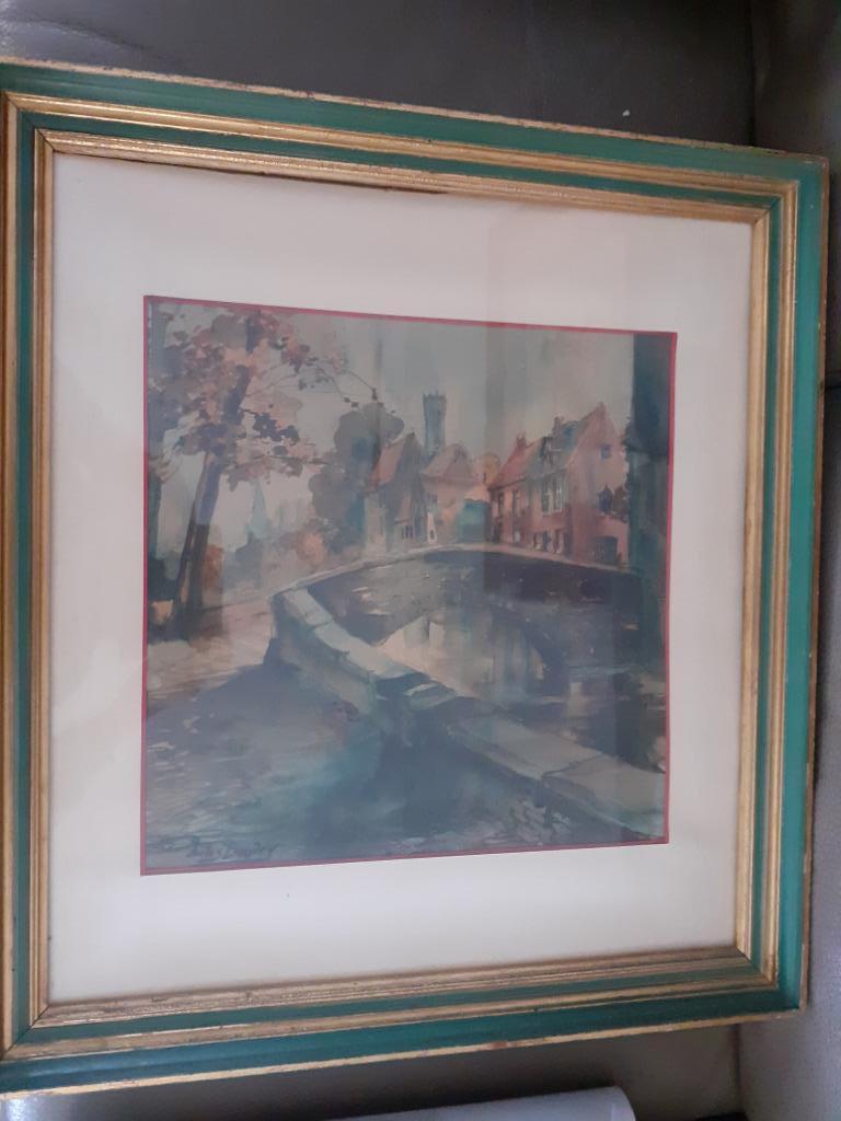 Aquarel Belgische kunstschilder Jules  Boudry, Antiek en Kunst, Kunst | Schilderijen | Klassiek, Ophalen of Verzenden