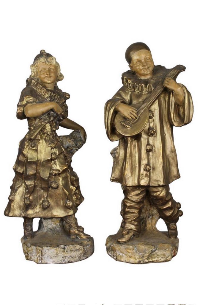 Sculptures en plâtre de Pierrot Pierette - Vases Art nouveau, Antiquités & Art, Curiosités & Brocante, Enlèvement ou Envoi