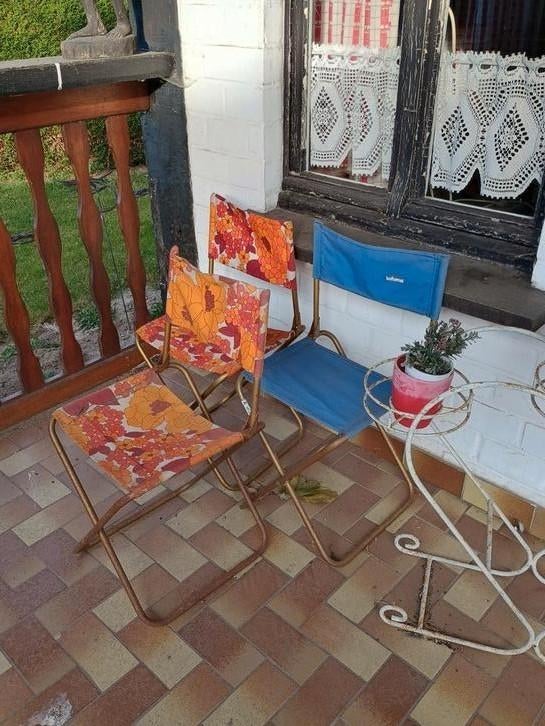 Vintage kampeer stoeltjes,, Ophalen, Gebruikt