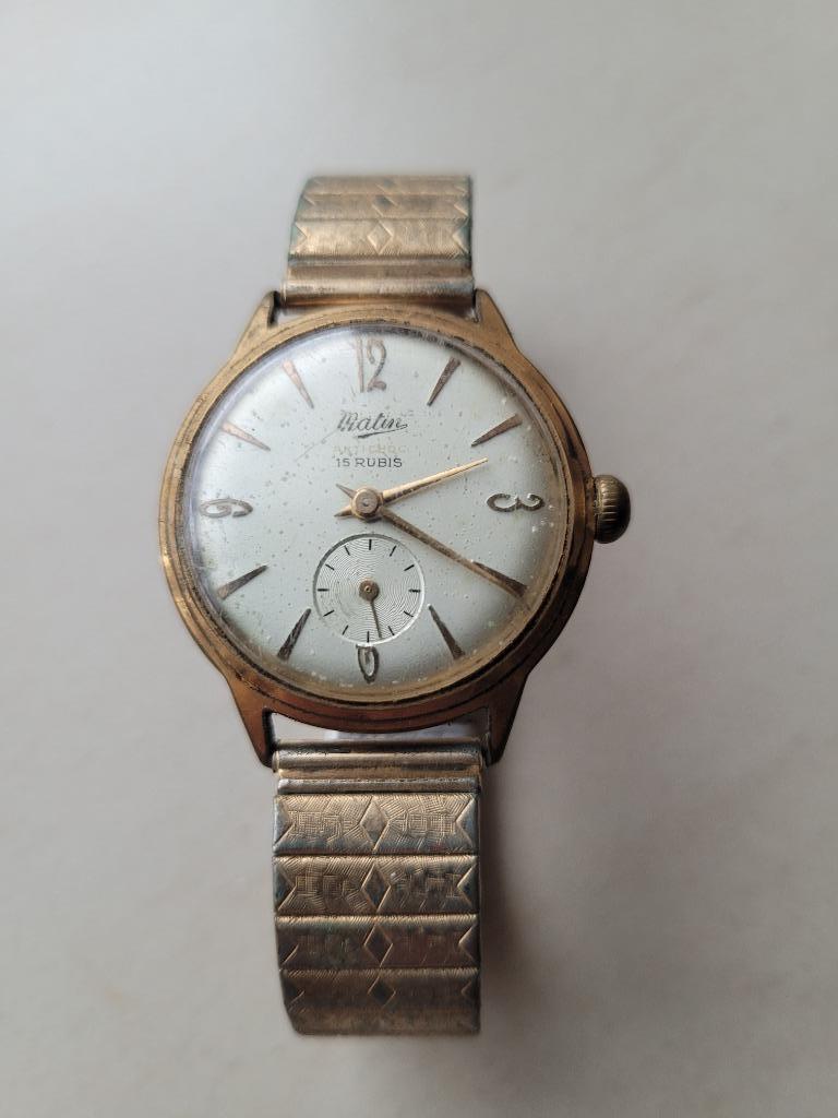 Montre mécanique vintage homme MATIN 15 Rubis, Montre-bracelet, Autres marques, Enlèvement ou Envoi, Acier