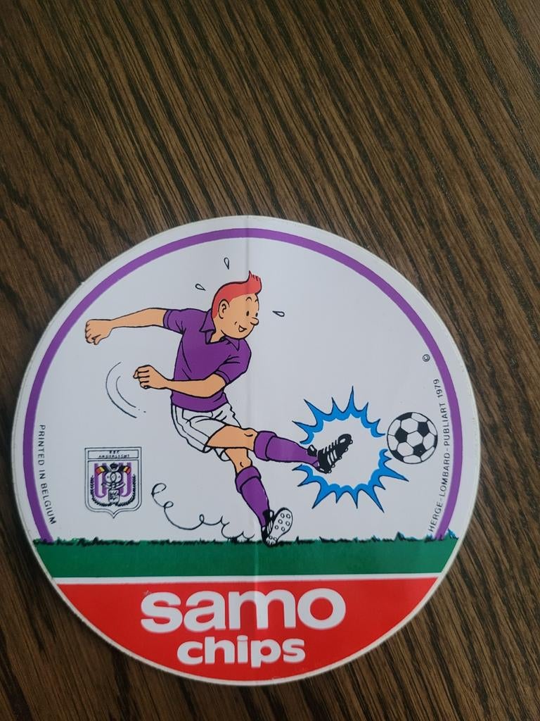 Oude sticker Samo Chips Kuifje 1979, Ophalen of Verzenden
