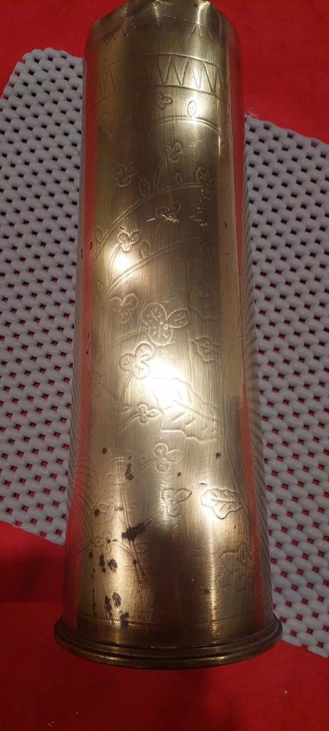 Gegraveerde obus 1 ste wereldoorlog 30 cm hoog 8 cm doormete, Enlèvement ou Envoi