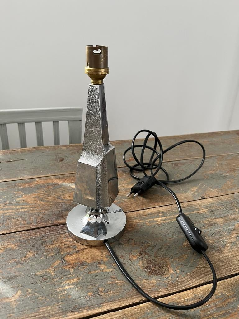 VINTAGE LAMPENVOET CHROOM ZWAAR MODEL, Antiek en Kunst, Ophalen of Verzenden