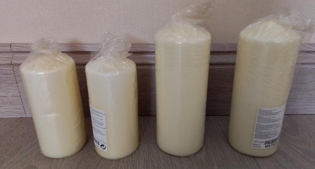 dikke kaarsen 2 grote en 2 kleinere, Ophalen of Verzenden