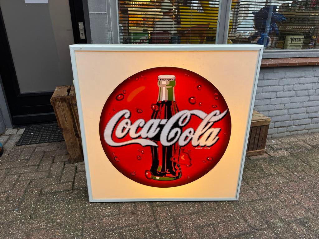 Grote Coca-Cola reclame lichtbak 100 CM, Verzamelen, Ophalen, Gebruikt, Lichtbak of (neon) lamp