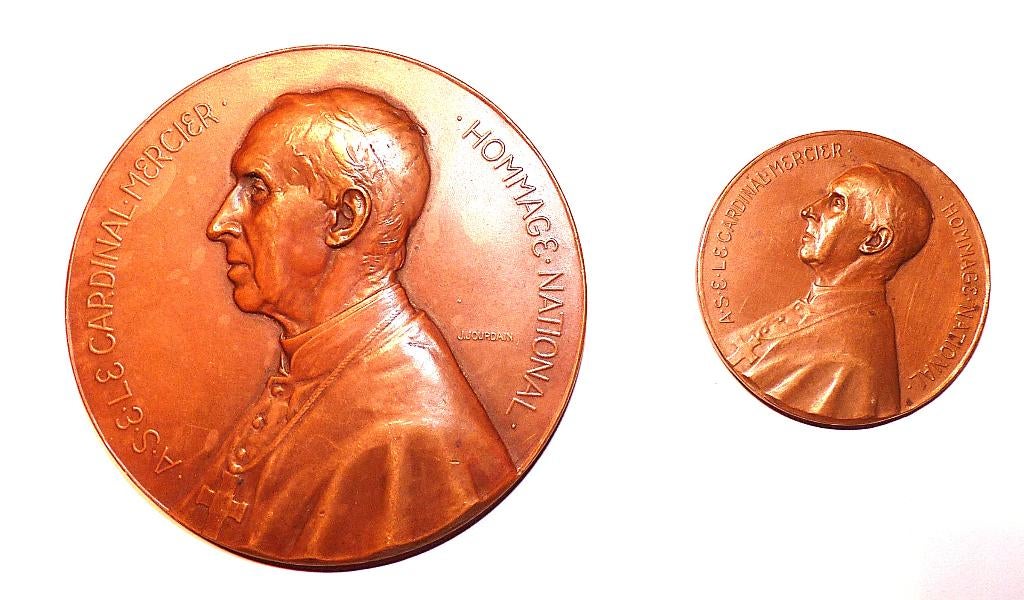 Vaderlandslievende penningen ivm  Kardinaal Mercier., Timbres & Monnaies, Enlèvement ou Envoi, Bronze