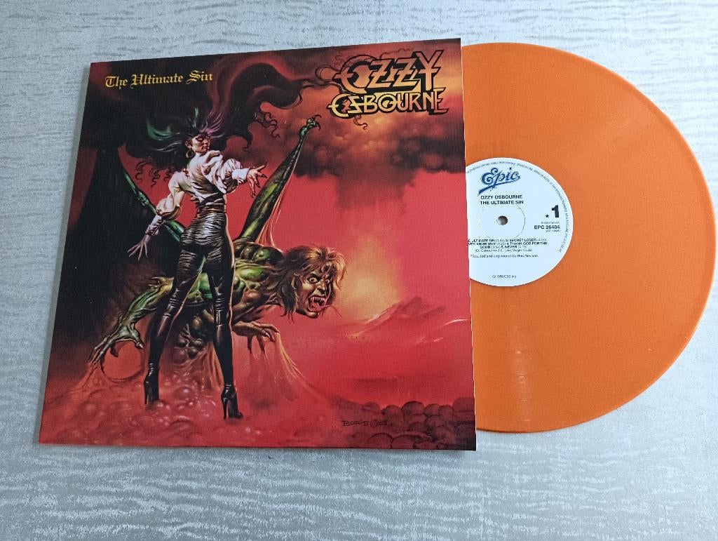Ozzy Osbourne  Lp  The Ultimate Sin - orange marbled, Ophalen of Verzenden, Zo goed als nieuw