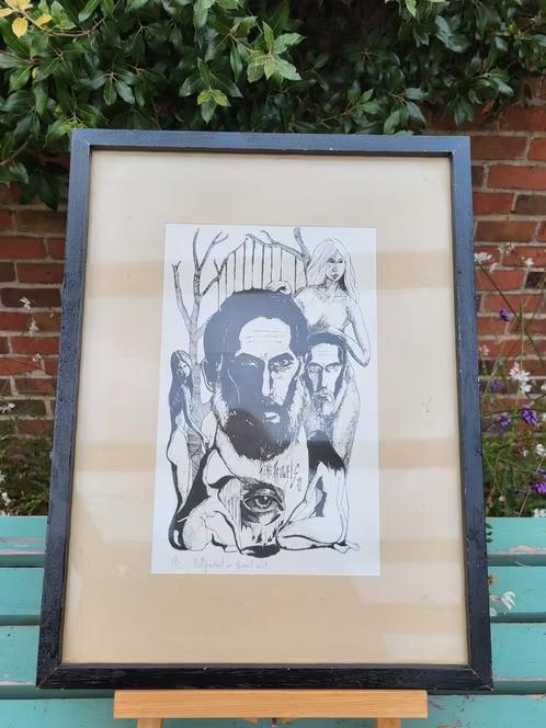 Ets Rene Pauwels 72, autoportrait en noir et blanc, Antiquités & Art, Enlèvement