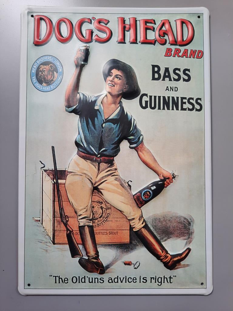 Guinness bier reklame metalen plaat H 30 cm op B 20 cm, Ophalen