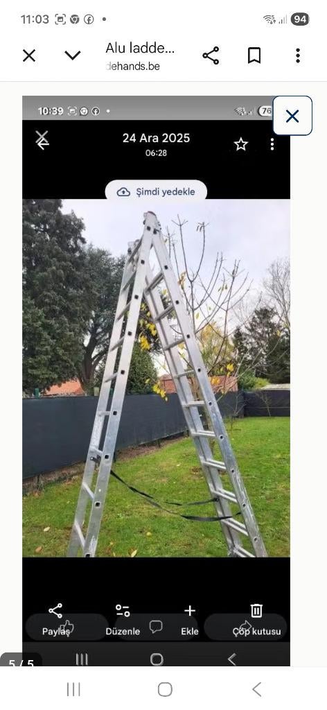 Verschillinde alu ladder, Ophalen
