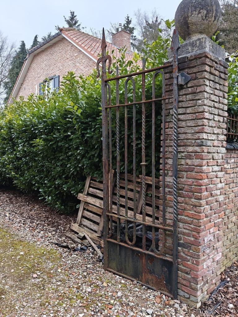 Smeedijzeren draaipoort, Tuin en Terras, Tuinpoorten, Ophalen, Gebruikt, 100 tot 150 cm, 200 cm of meer