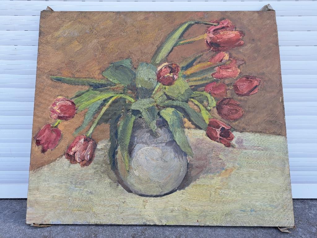 Huile sur toile fleur de jeanne paquet, Antiquités & Art, Enlèvement ou Envoi