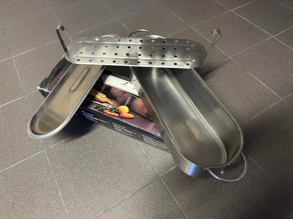 Stoompan voor vis (RVS), Huis en Inrichting, Ophalen of Verzenden, Zo goed als nieuw