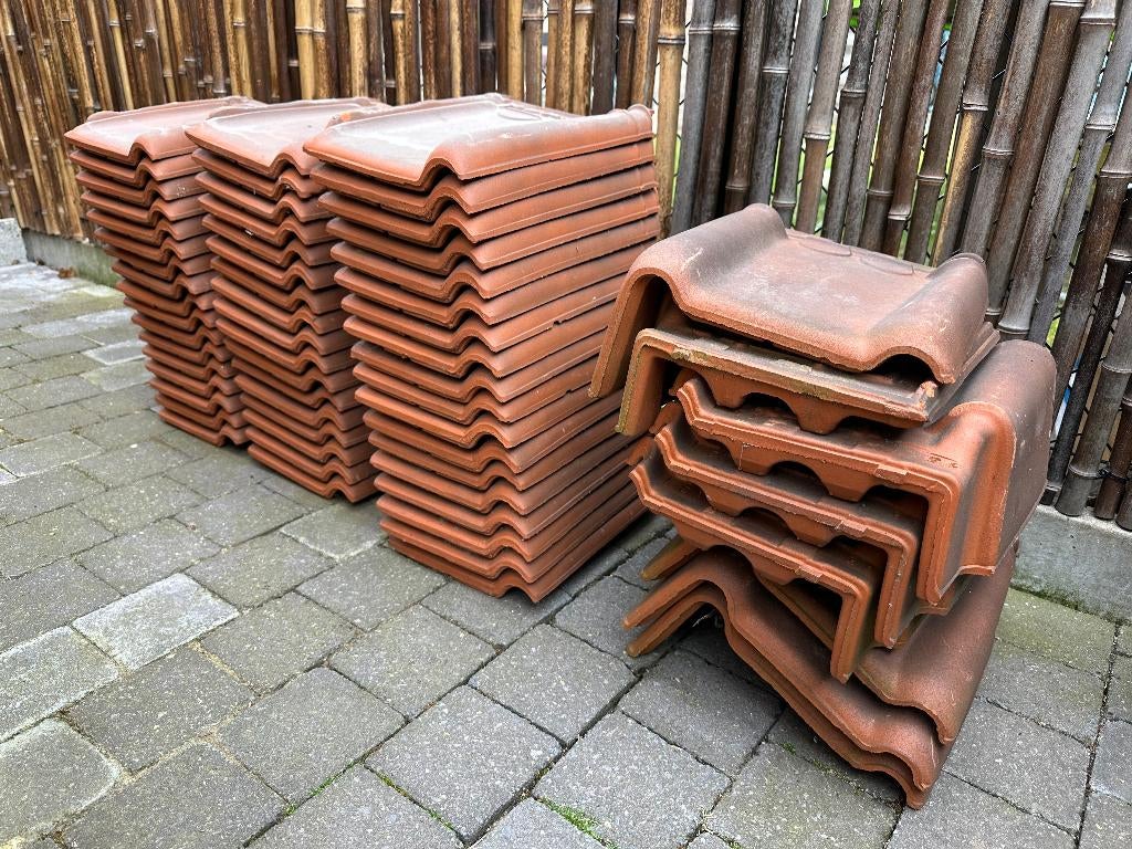 Set Pottelberg dakpannen (sneldek / enkele golf), Doe-het-zelf en Bouw, Dakpannen en Dakbedekking, Dakpannen, Rood, Ophalen