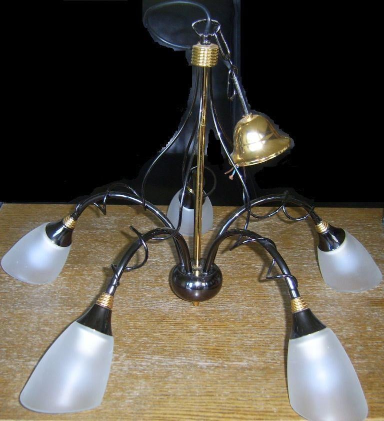 Hanglamp / luchter - zwart- met 5 lampen (Massive), Ophalen, Gebruikt
