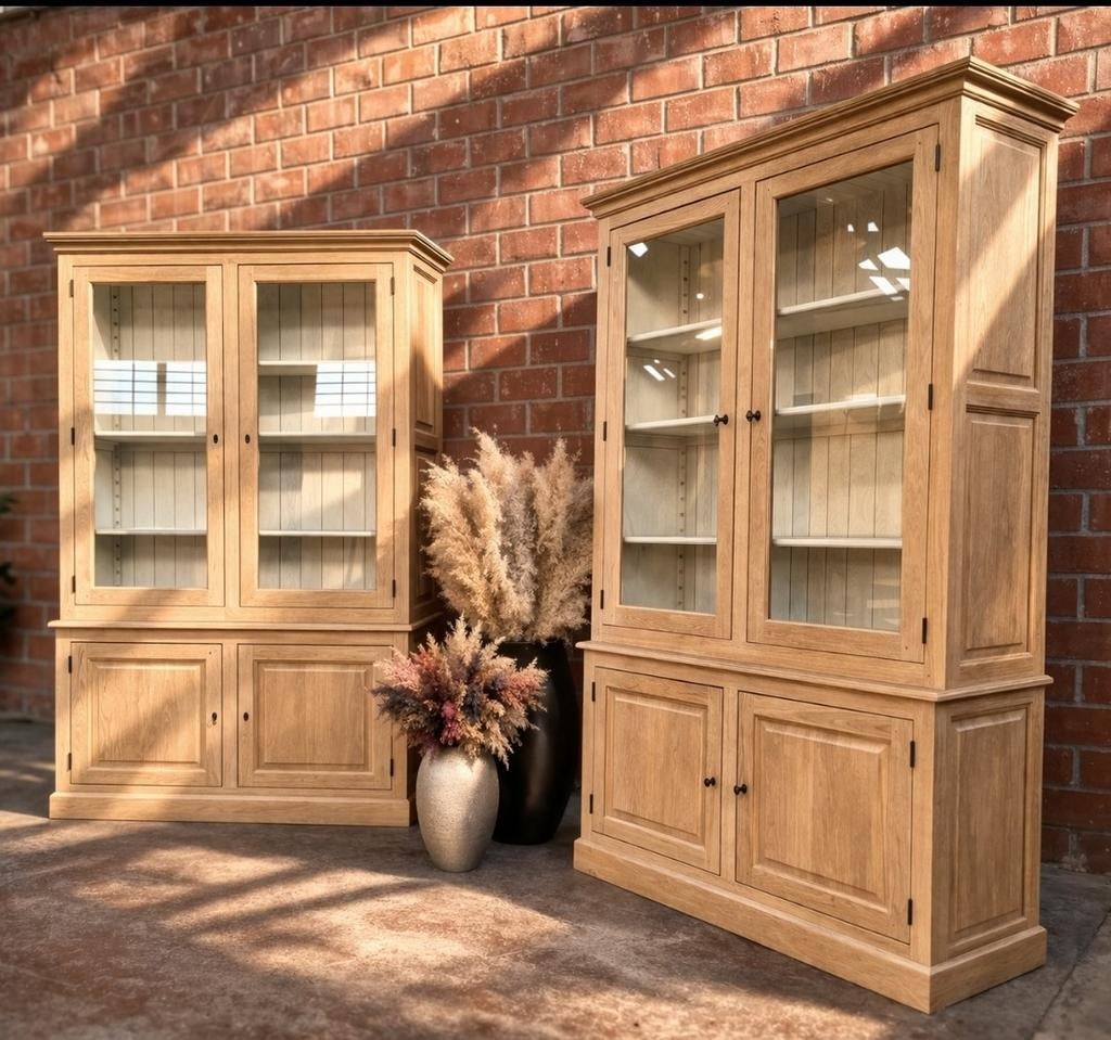 2x eiken buffetkast/vitrinekast art:94/26, Huis en Inrichting, Ophalen, 100 tot 150 cm, Eikenhout, Belgie