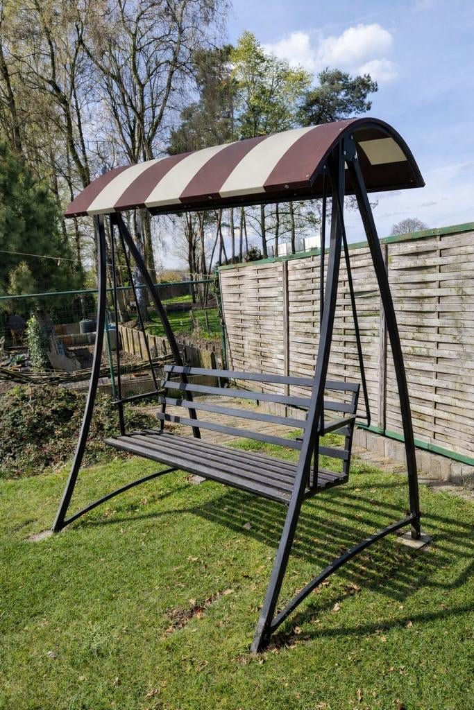 Stevige metalen tuinschommel met dak – Topstaat, Enlèvement
