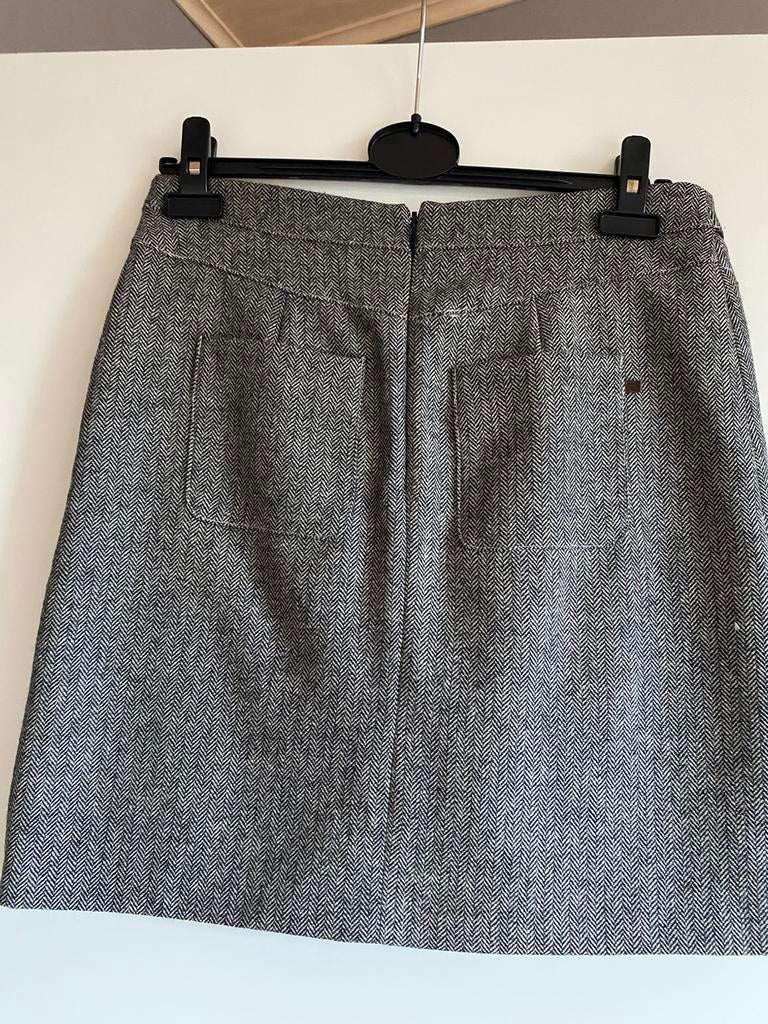 Kort rok visgraat motiefje donkerbruin, Ophalen, Zo goed als nieuw, Maat 34 (XS) of kleiner, Bruin