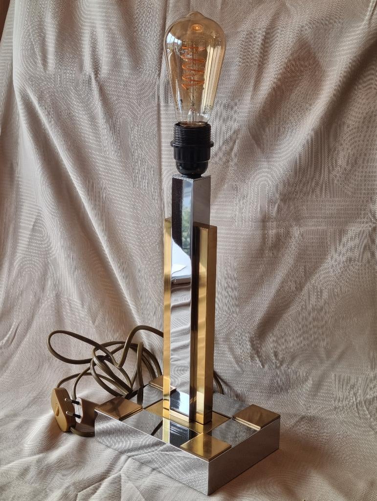 Design Lamp Hollywood Regency Style Chromé Metaal Goud 1980, Antiek en Kunst, Ophalen of Verzenden