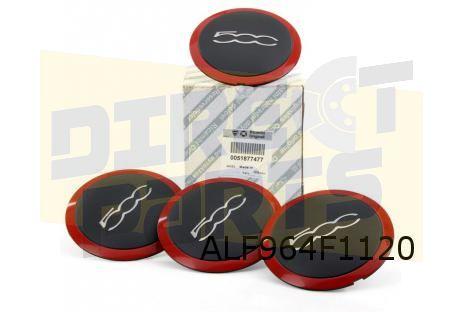 Fiat 500 (9/07-) Naafdekselset Rood voor velg (set van 4 stu, Auto-onderdelen, -, Verzenden, -, Nieuw