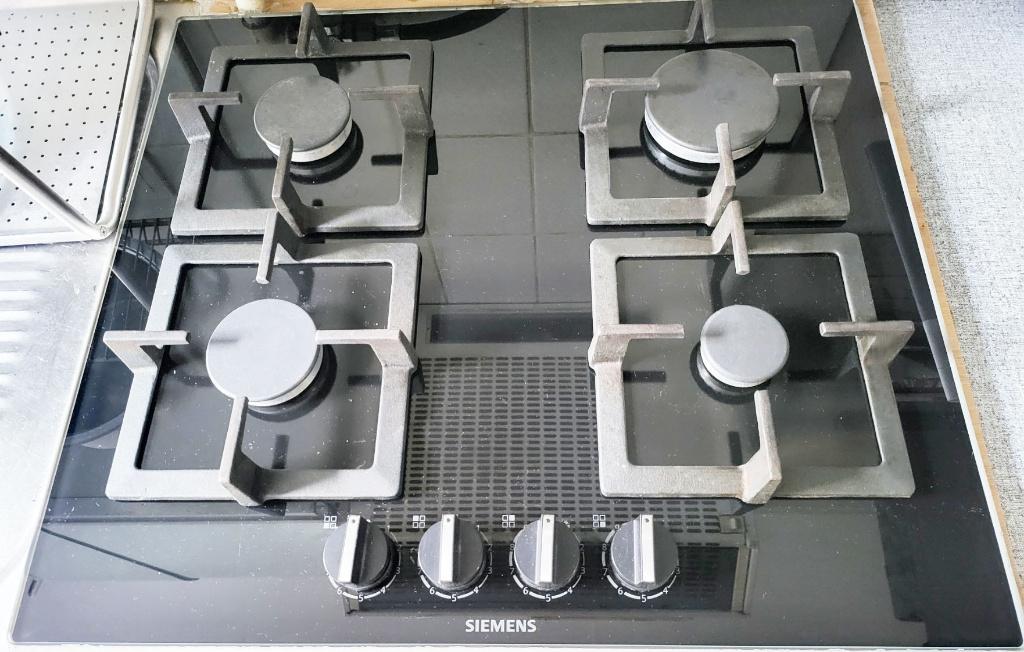 SIEMENS zwarte glazen kookplaat, Ophalen, 4 kookzones, Zo goed als nieuw, Inbouw