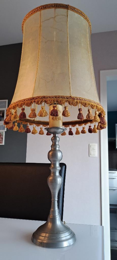 vintage tinnen lamp met lampenkap, Ophalen, Gebruikt