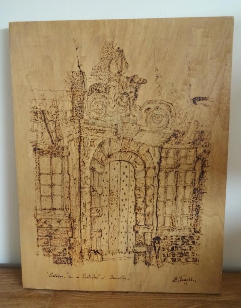 Pyrografie Varetti '79. Portique Rue de Rollebeek Bruxelles, Ophalen of Verzenden