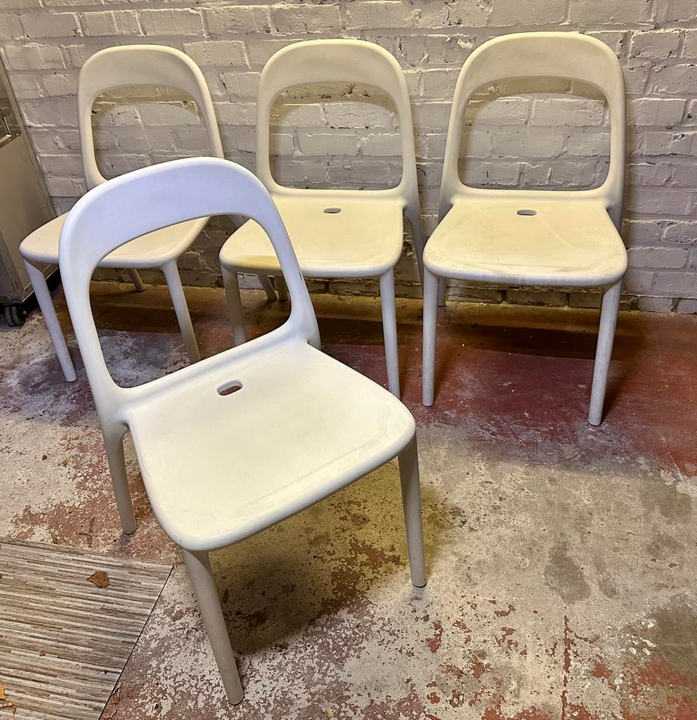 IKEA Urban 4x chaises de jardin blanches, Enlèvement, Utilisé, Synthétique, Empilable