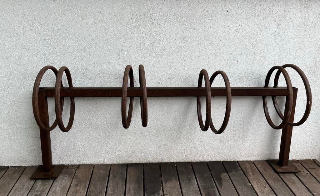 Porte-vélos en acier Corten (4 vélos), Vélos & Vélomoteurs, Enlèvement, Comme neuf