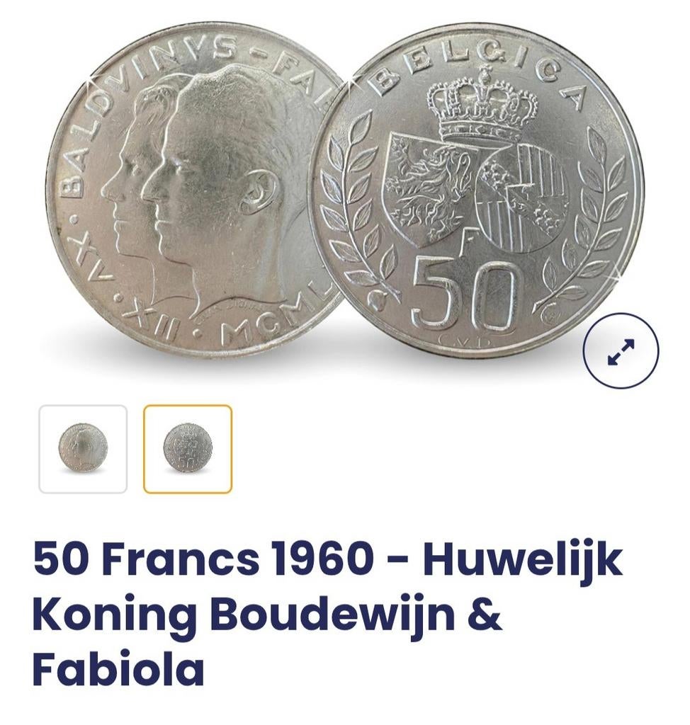 Huwelijk Koning Boudewijn en Fabiola. 50 Francs 1960, Enlèvement