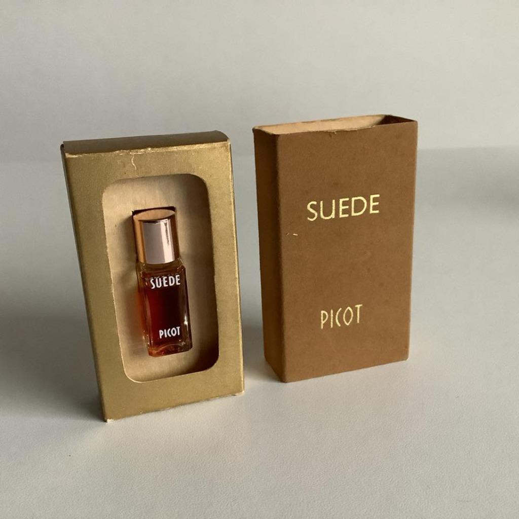 vintage miniatuur parfumflesje Suède van Picot, Verzamelen, Ophalen of Verzenden, Gebruikt, Miniatuur