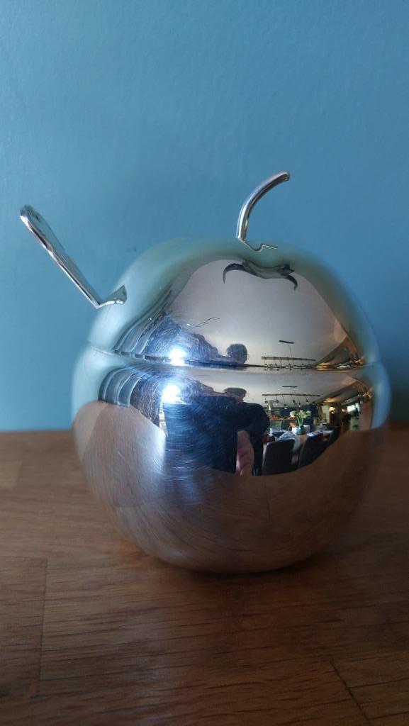 confiturier 'pomme' en métal argenté avec cuillère, Maison & Meubles, Enlèvement, Neuf