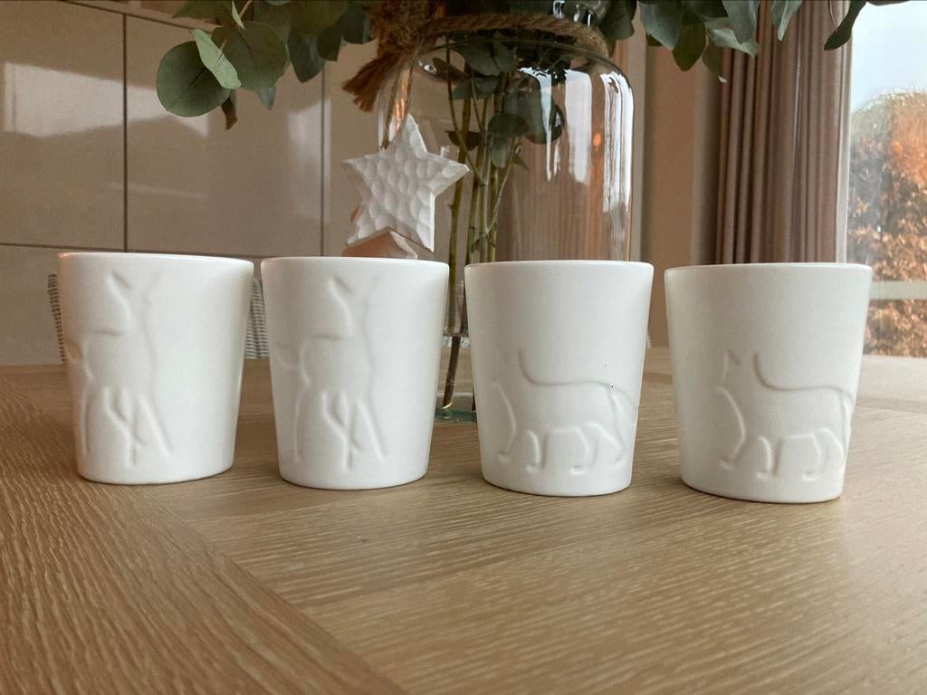 4 theelichten/mokken kerst, Ophalen, Nieuw