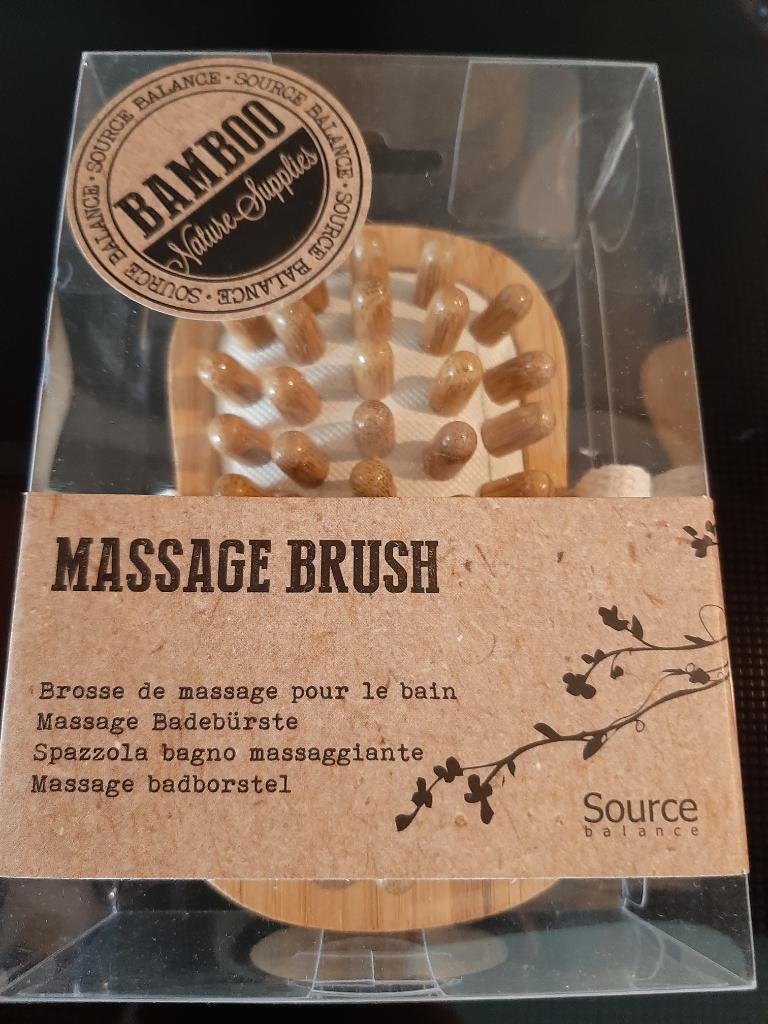 BAMBOO MASSAGE BRUSH VOOR HET BAD "NIEUW", Enlèvement, Neuf