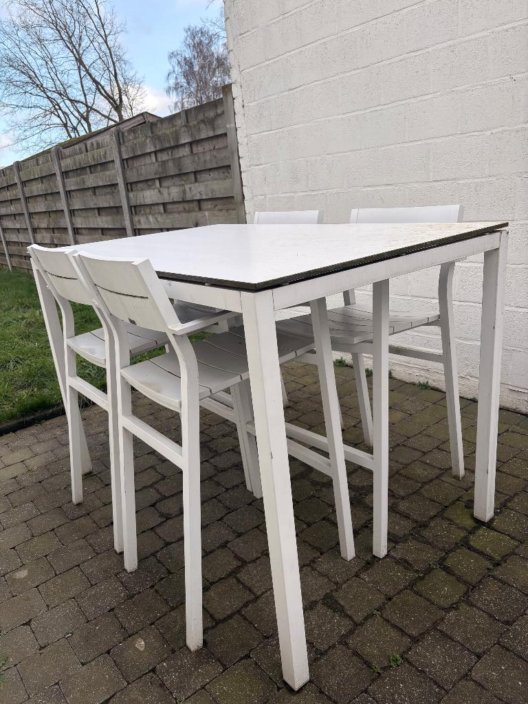 Tuintafel (hoge) wit metaal, Tuin en Terras, Tuinsets en Loungesets, Ophalen