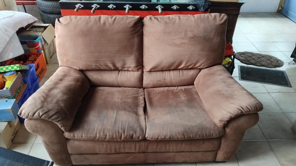 Canapé nubuck 2 places, Enlèvement ou Envoi, Utilisé, Deux personnes