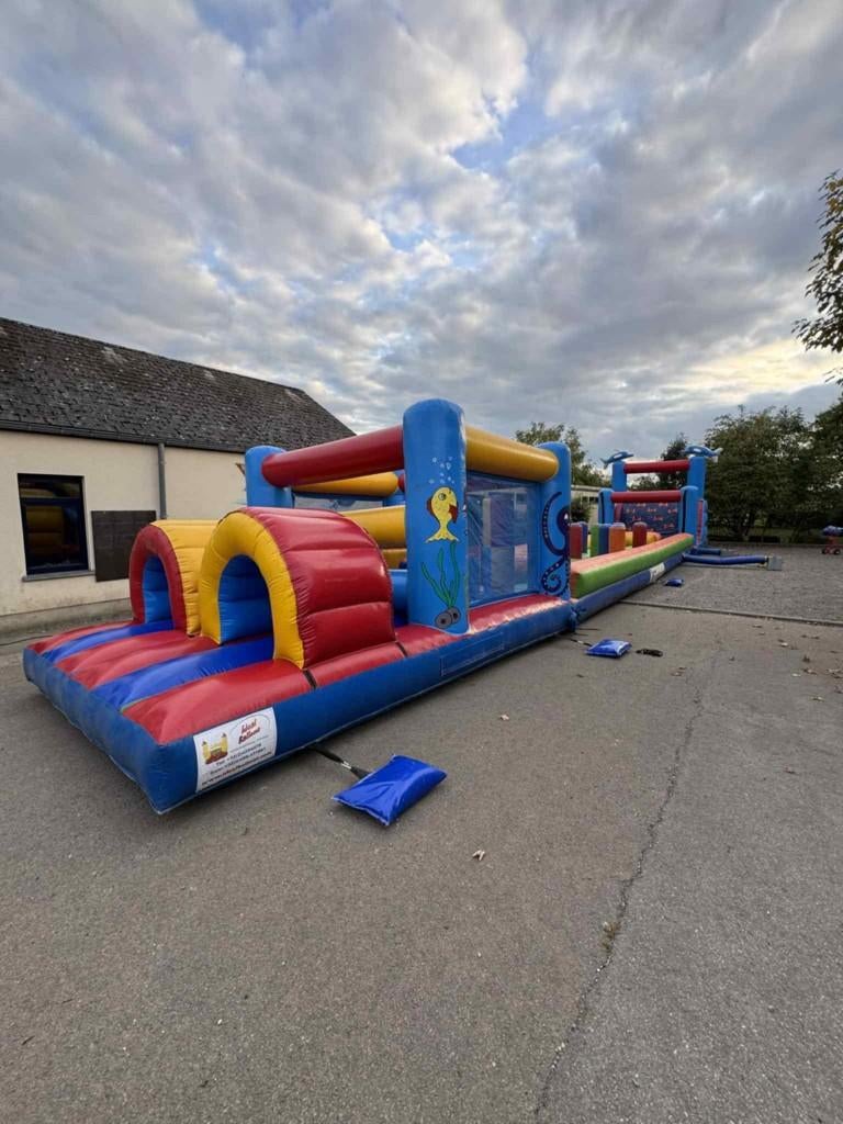 LOCATION: Château gonflable Dauphins Toboggan+obstacles+13m, Enlèvement, Utilisé