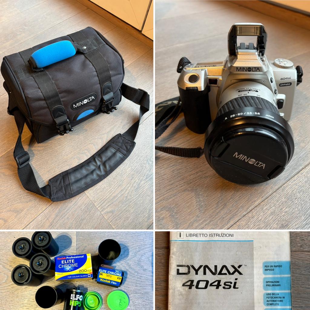 Minolta Dynax 404si reflex + objectif AF28–80mm +accessoires, TV, Hi-fi & Vidéo, Appareils photo analogiques, Comme neuf, Reflex miroir