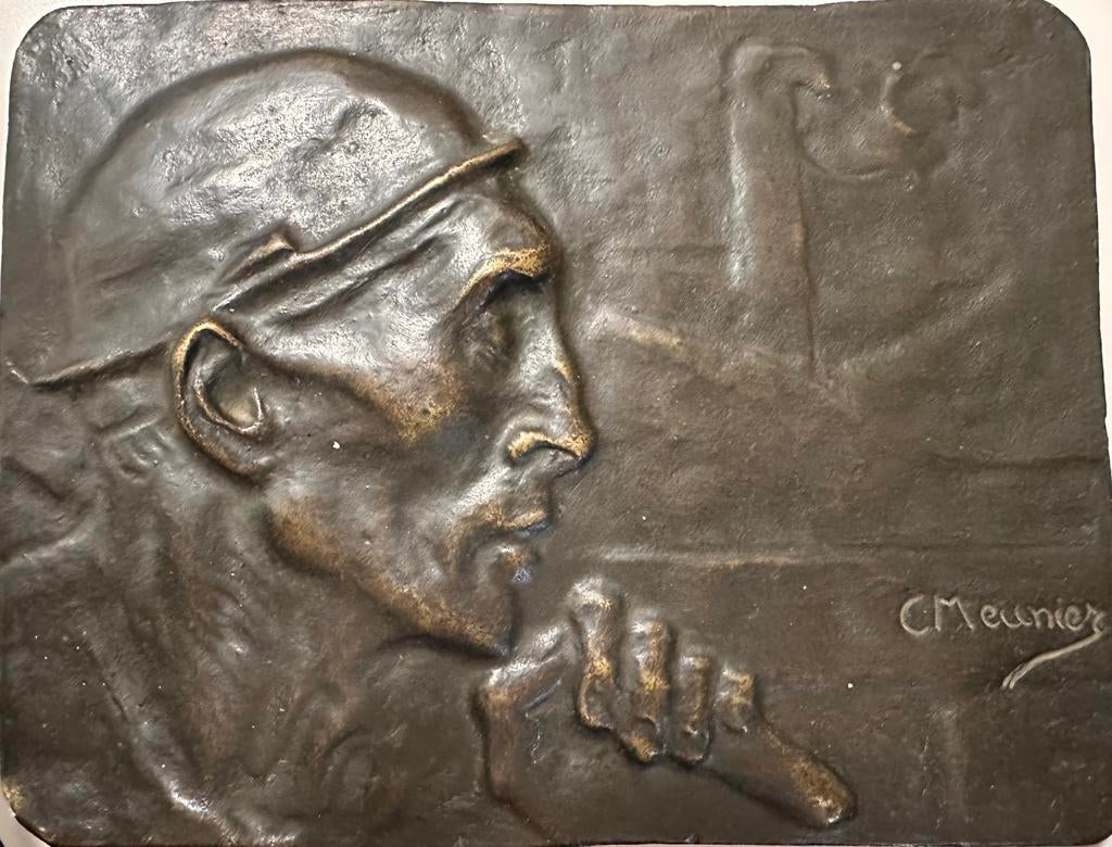 Bronzen plaquette van Constantin Meunier, Ophalen of Verzenden, Brons