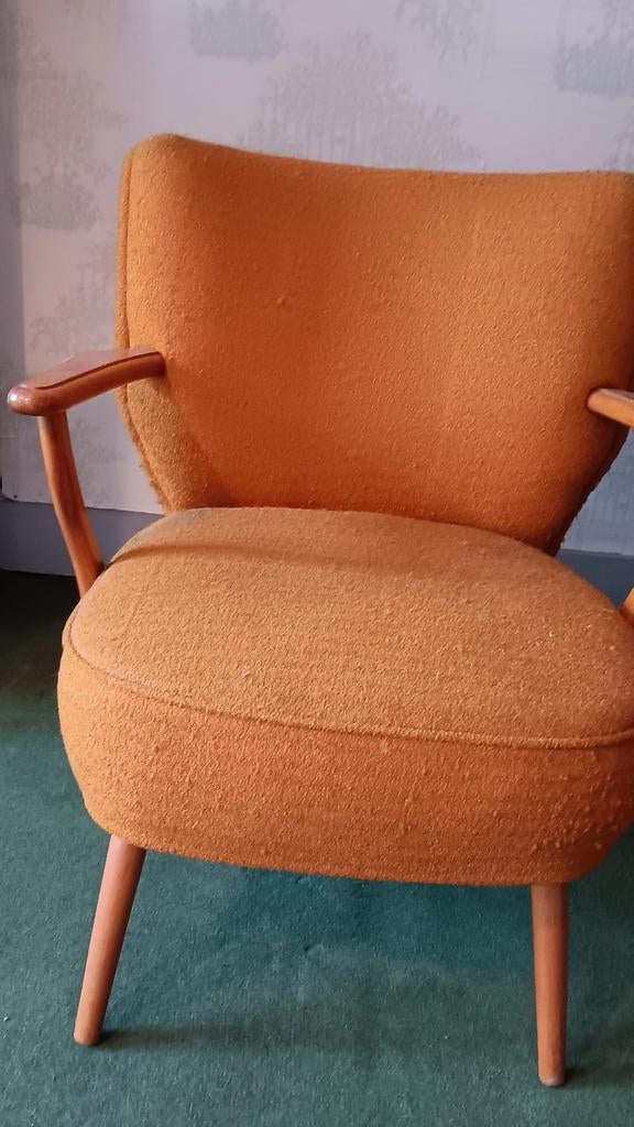 VINTAGE, ORIGINAL 1970 TISSU,BOIS,BONREMBOURRAGED'ORIGINE !, Maison & Meubles, Enlèvement, Comme neuf, Bois