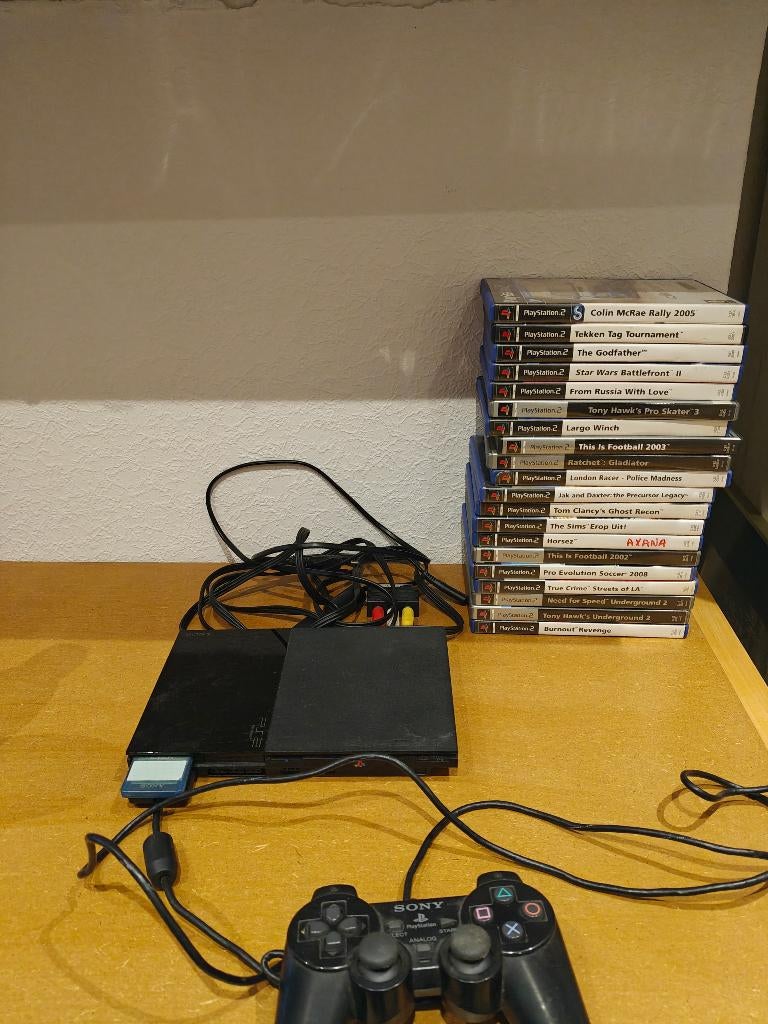 Playstation 2 Slim met 20 games, Enlèvement ou Envoi, Avec 1 manette, Utilisé, Avec jeux