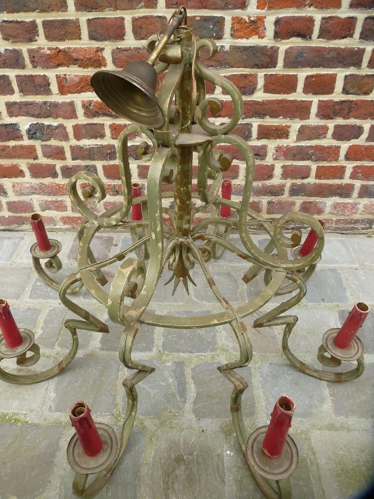 lustre en fer forgé évent. avec bougies/chauffe-plat électr., Enlèvement