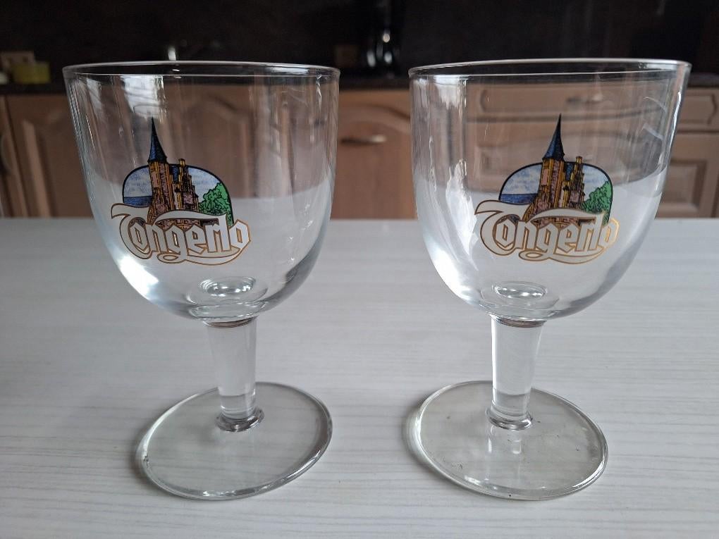 2 bierglazen Tongerlo, Ophalen of Verzenden, Zo goed als nieuw, Bierglas