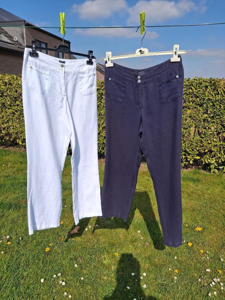 2 DTC linnen broeken maat 38, Maat 38/40 (M), Blauw, Ophalen of Verzenden, Zo goed als nieuw