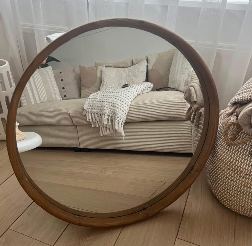 Miroir rond en bois exotique, Maison & Meubles, Accessoires pour la Maison | Miroirs, Neuf, Moins de 100 cm, Rond, Enlèvement